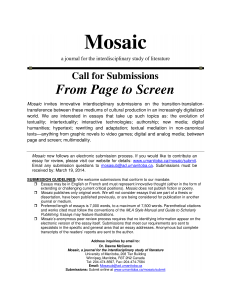 Call for Papers - From Page to Screen